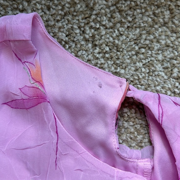 🌸 Vintage Girl Code Crepe Chiffon Floral Sheath Midi Dress - Picture 4 of 5